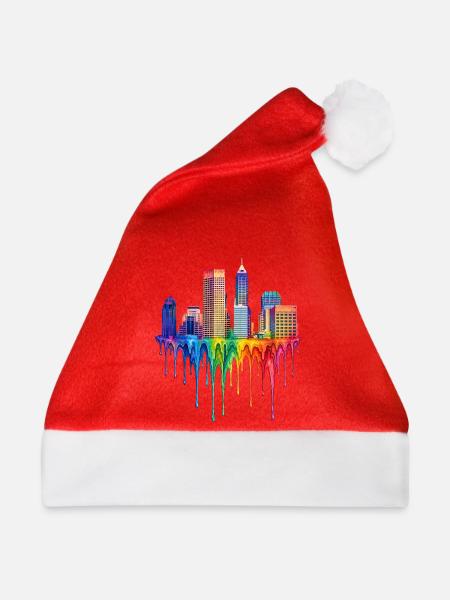 Indianapolis Indiana Tropfende Farbe - Weihnachtsmütze - Rot