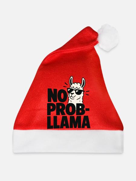 No Probllama Cool Lama Spruch - Weihnachtsmütze - Rot