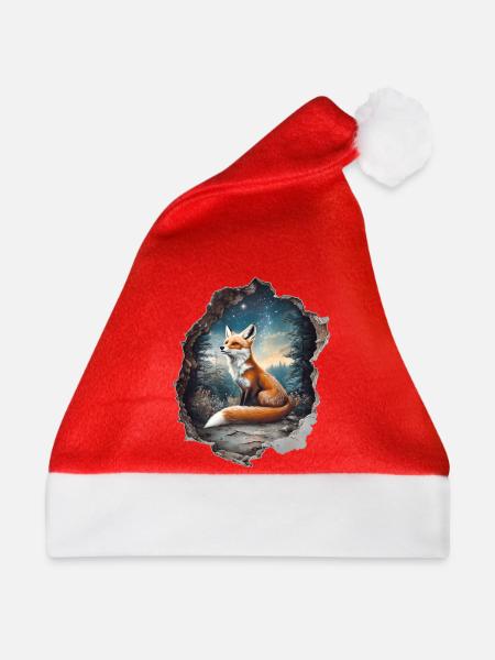 Fuchs Sterne Wald - Weihnachtsmütze - Rot