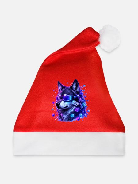Neonwolf mit VRBrille - Weihnachtsmütze - Rot