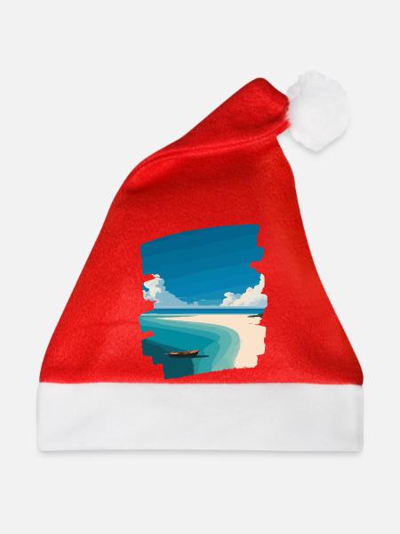 Strandbild - Weihnachtsmütze - Rot