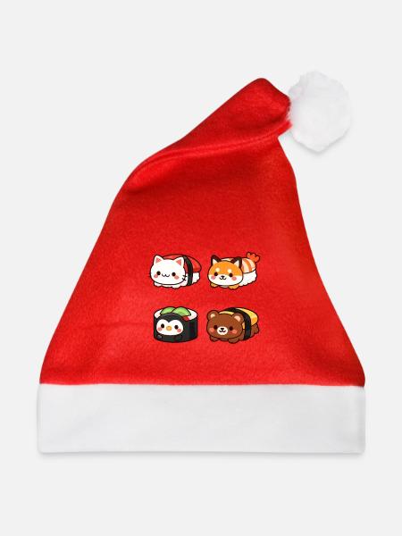 Kawaii Sushi Tierchen Kollektion - Weihnachtsmütze - Rot