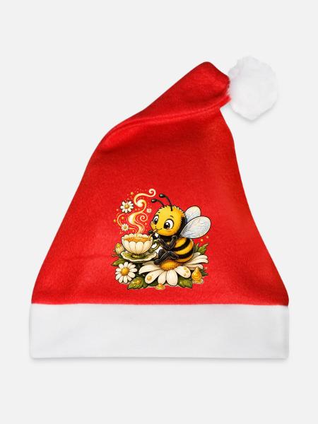 Biene Honig Imker Honigwabe Blumen Wiese Insekt - Weihnachtsmütze - Rot - Vorne