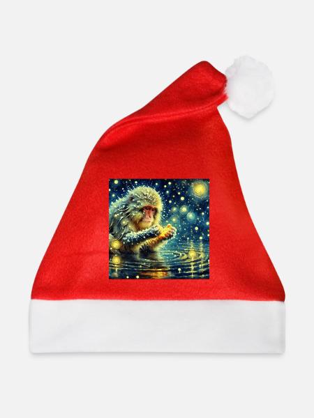 Schneeaffe Starry Night - Weihnachtsmütze - Rot