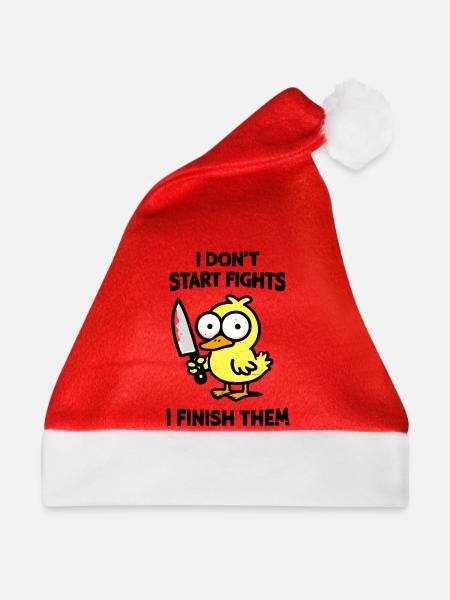 Ente mit Messer-Finish-Kämpfen - Weihnachtsmütze - Rot
