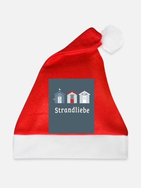 Strandliebe – Küstenposter Minimalistisch - Weihnachtsmütze - Rot