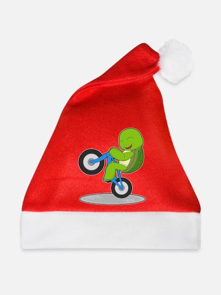 Schildkröte Fahrrad - Weihnachtsmütze - Rot