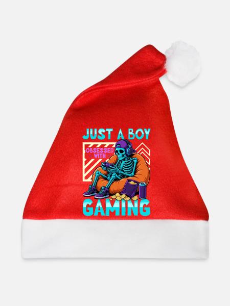 Skeleton Gamer Gaming Halloween - Weihnachtsmütze - Rot