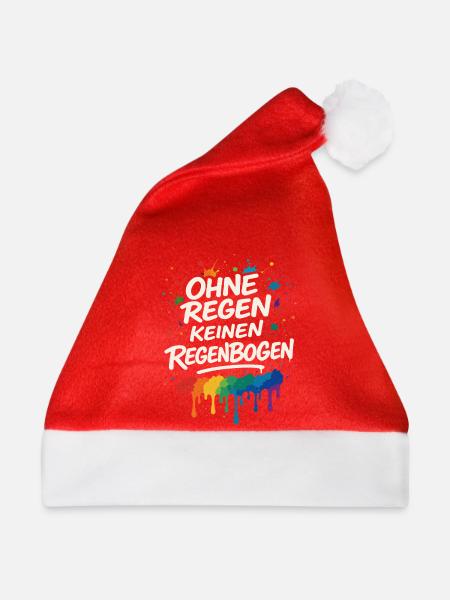 Ohne Regen keinen Regenbogen – Mutmacher - Weihnachtsmütze - Rot - Vorne