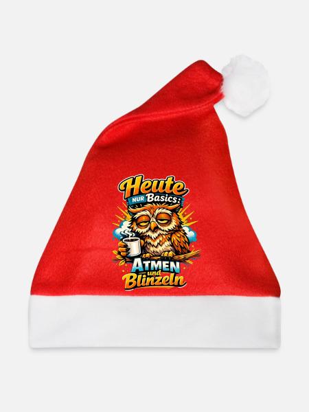 Heute nur Basics: Atmen und Blinzeln - Lustiger - Weihnachtsmütze - Rot - Vorne