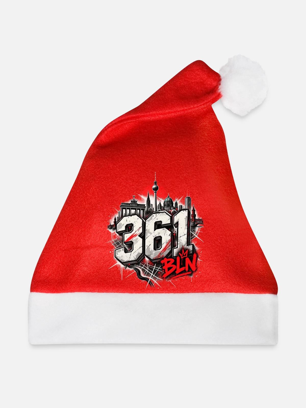 Berlin 361 BLN – Graffiti Skyline - Weihnachtsmütze - Rot - Vorne