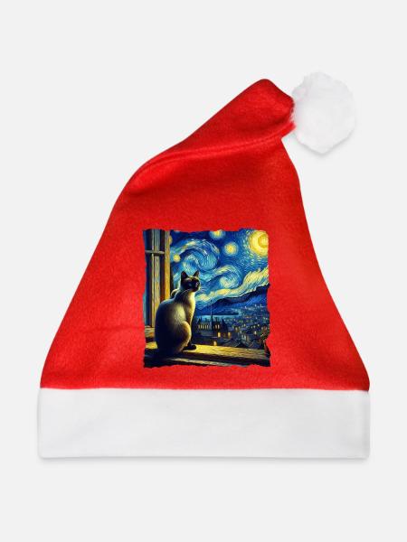 Siamkatze Starry Night - Weihnachtsmütze - Rot