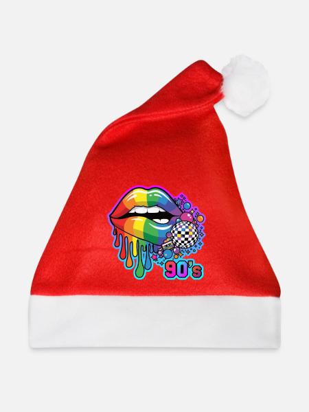 Regenbogenlippen 90er Disco - Weihnachtsmütze - Rot