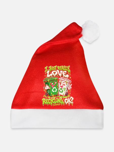 Ich Liebe Recycling OK Neon Slime - Weihnachtsmütze - Rot - Vorne
