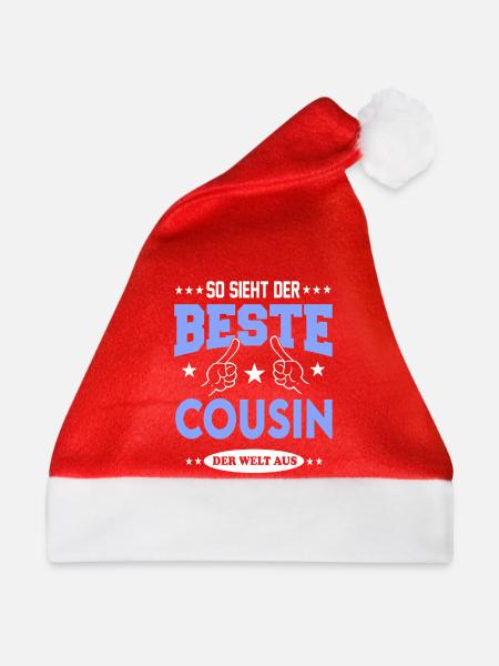 Beste Cousin der Welt Familie Family T-Shirt Fun - Weihnachtsmütze - Rot - Vorne