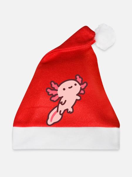 Niedlicher pinker Axolotl - Weihnachtsmütze - Rot