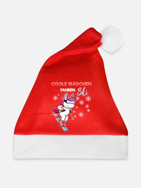 Coole Mädchen Fahren Ski Skifahrer Spruch Lustig - Weihnachtsmütze - Rot - Vorne