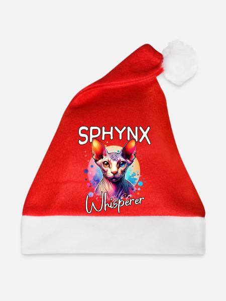 Sphynxkatze Flüsterer - Weihnachtsmütze - Rot