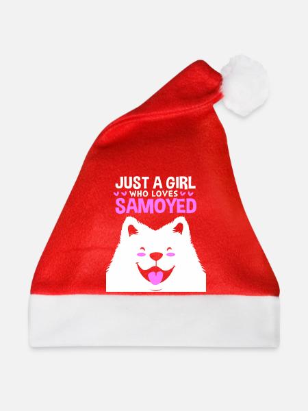 Samojede Hund Samoyed - Weihnachtsmütze - Rot - Vorne
