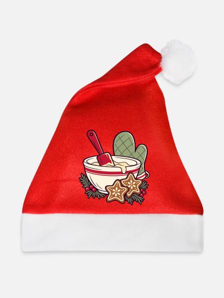 Kekszeit im Schüssel-Design - Weihnachtsmütze - Rot