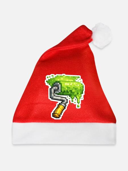 Pixel Farbrolle Grün - Weihnachtsmütze - Rot - Vorne