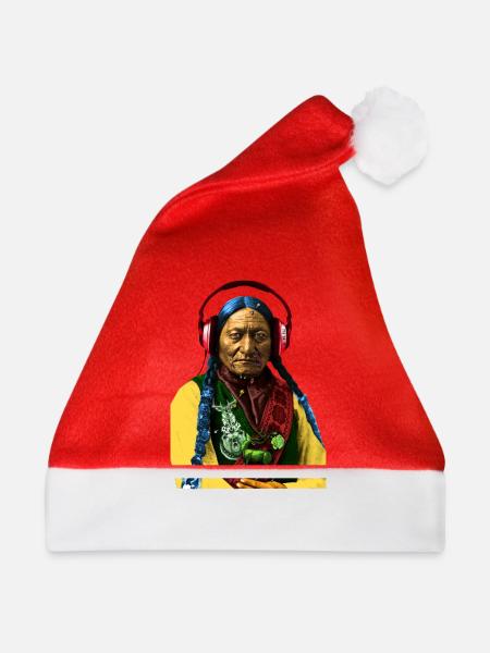 Sitzender Bulle - Weihnachtsmütze - Rot