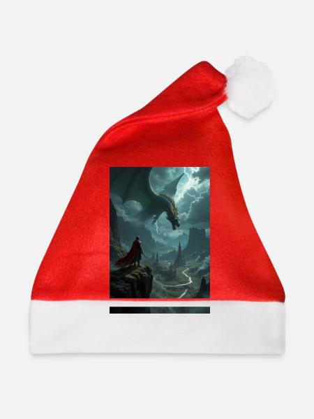 Fantasy-Gemälde, Drache. - Weihnachtsmütze - Rot