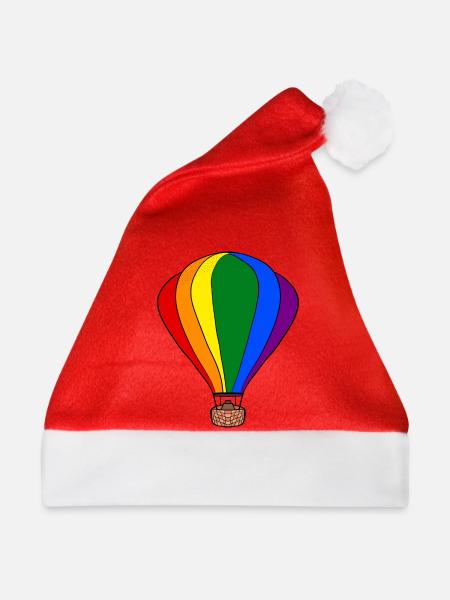 Regenbogen-Ballon - Weihnachtsmütze - Rot