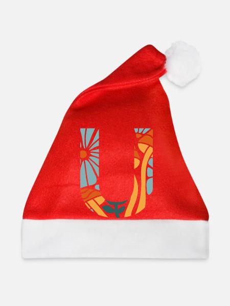 Brief u groovy Blumen Geschenkidee - Weihnachtsmütze - Rot
