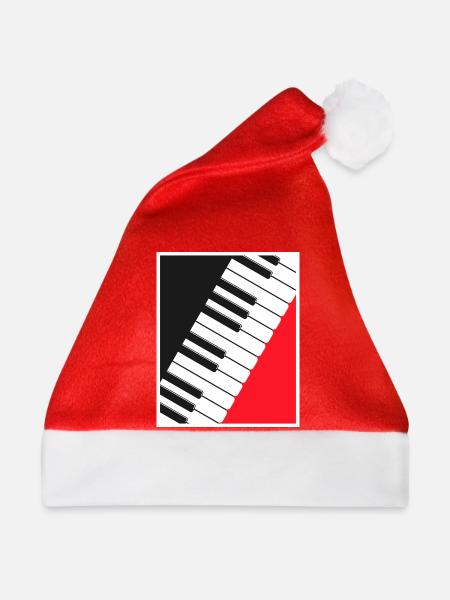 Klavier-Keyboard-Posterkunst - Weihnachtsmütze - Rot - Vorne
