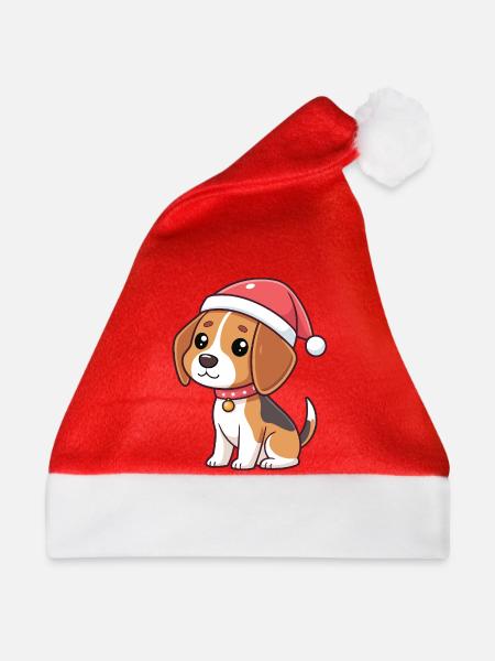 Hunde-Cartoon-Weihnachtsmannhut - Weihnachtsmütze - Rot