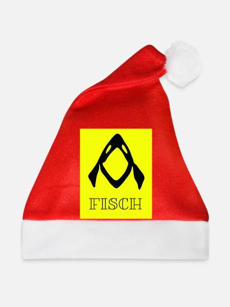 Fisch Symbol Gelb Grafik – Abstrakt - Weihnachtsmütze - Rot