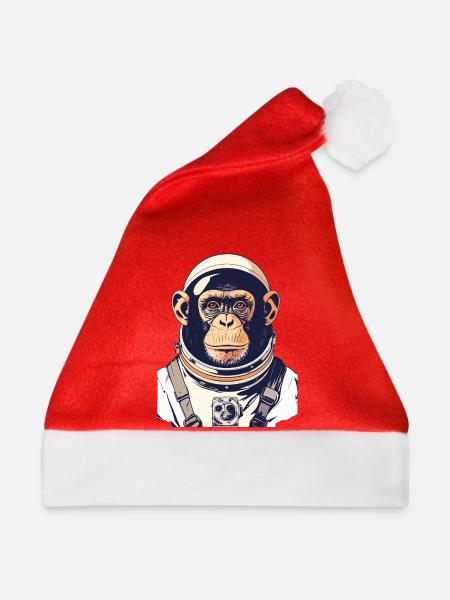 Astronautenaffe Astronaut Affe Weltall Motiv - Weihnachtsmütze - Rot