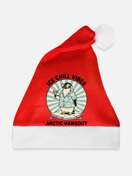 Penguin Retro Cocktail "IceChill Vibes" - Weihnachtsmütze - Rot
