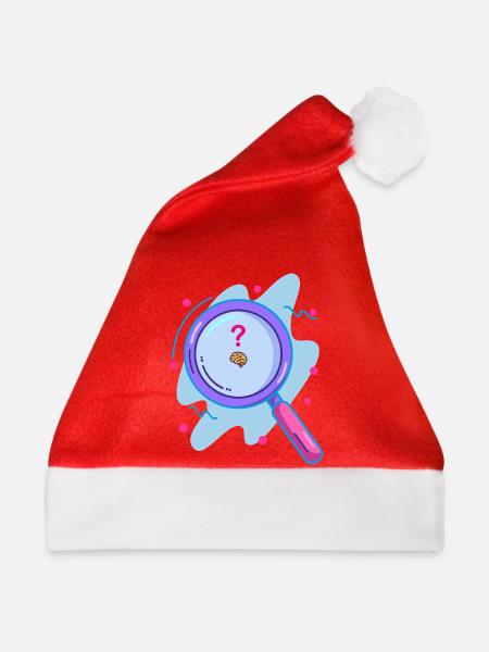 Gehirn mit der Lupe suchen - Weihnachtsmütze - Rot