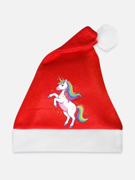 Aurora-Regenbogen-Einhorn - Weihnachtsmütze - Rot