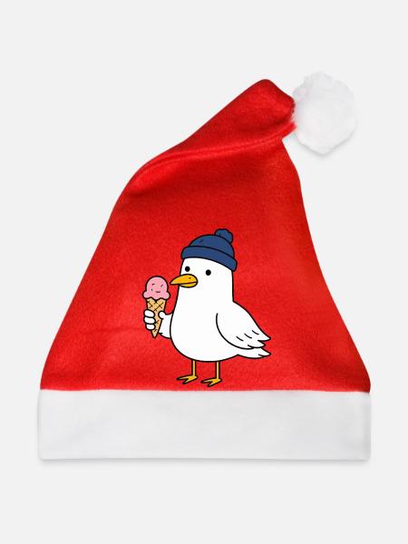 Möwe mit Mütze und Eis - Weihnachtsmütze - Rot