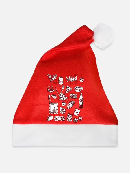 Nachtleben Snack-Doodle-Mashup - Weihnachtsmütze - Rot
