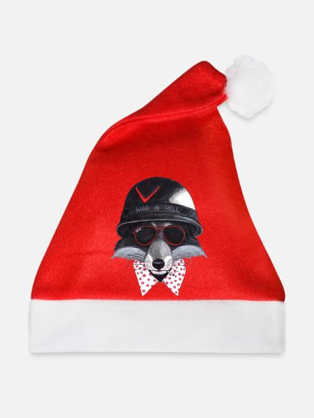 Rebellenfuchs: Helm, rote Brille - Weihnachtsmütze - Rot