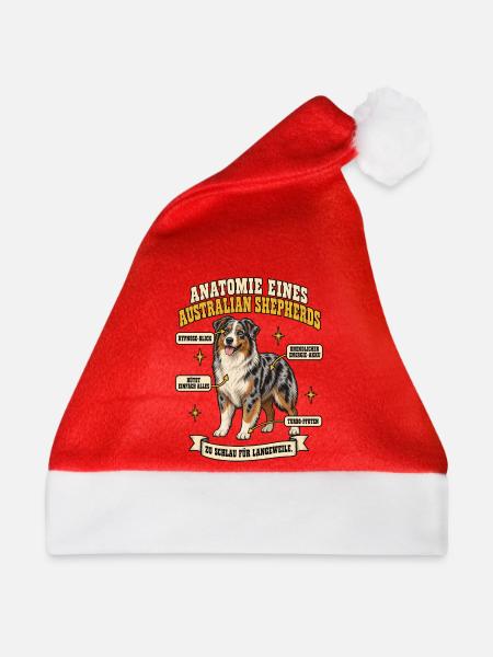 Anatomie eines Australian Shepherds - Weihnachtsmütze - Rot