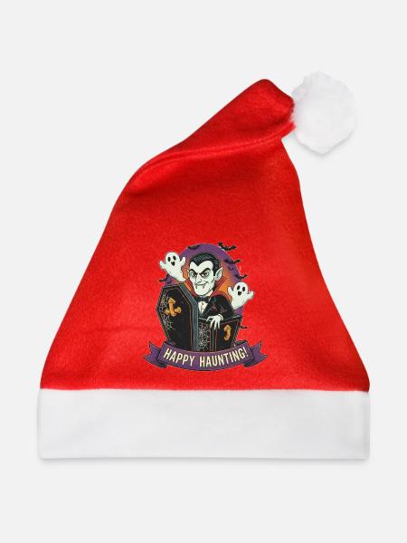 Vampir im Sarg für Halloween - Weihnachtsmütze - Rot - Vorne