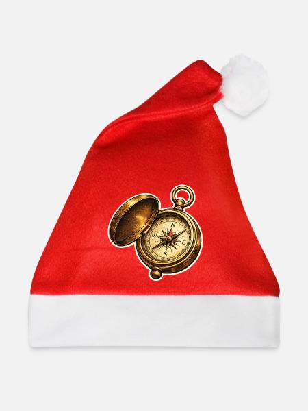 Antike Kompassuhr Abenteuer - Weihnachtsmütze - Rot