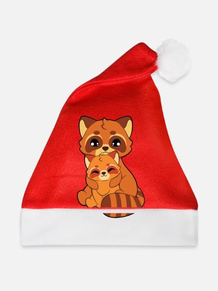 Roter Panda Umarmen - Weihnachtsmütze - Rot