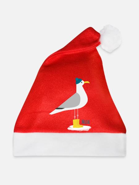 Möwe Bommelmütze MOIN - Weihnachtsmütze - Rot