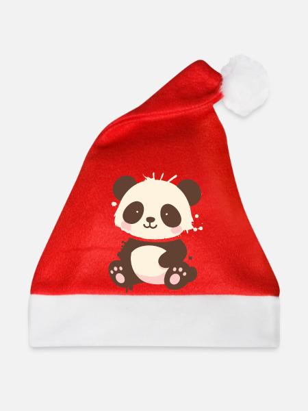 Niedlicher Panda – verspielter Graffiti-Cartoon - Weihnachtsmütze - Rot - Vorne