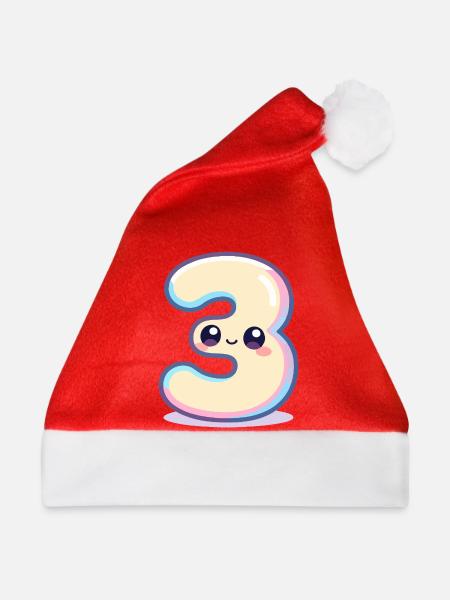 Nummer 3 Kawaii-Pastell - Weihnachtsmütze - Rot