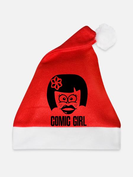 Comic Girl - Schwarz - Weihnachtsmütze - Rot