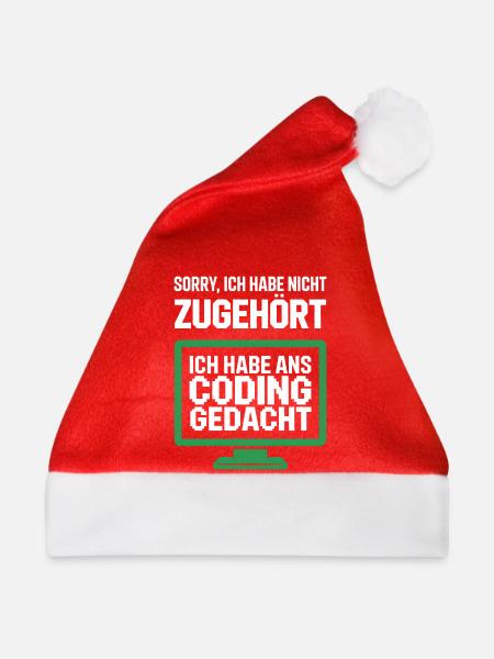 Coding Gedacht Bildschirm Spruch - Weihnachtsmütze - Rot - Vorne