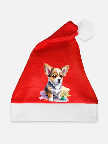 süßer Hund - Weihnachtsmütze - Rot