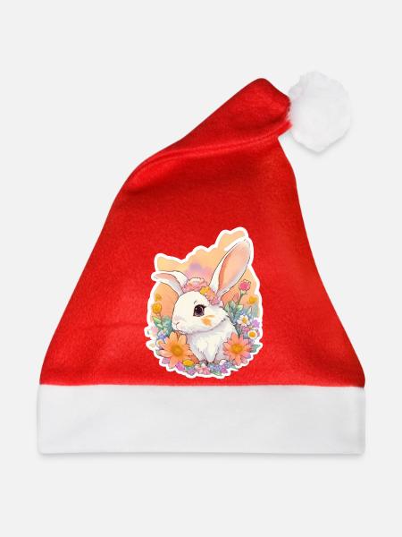 kleines Häschen - Weihnachtsmütze - Rot - Vorne